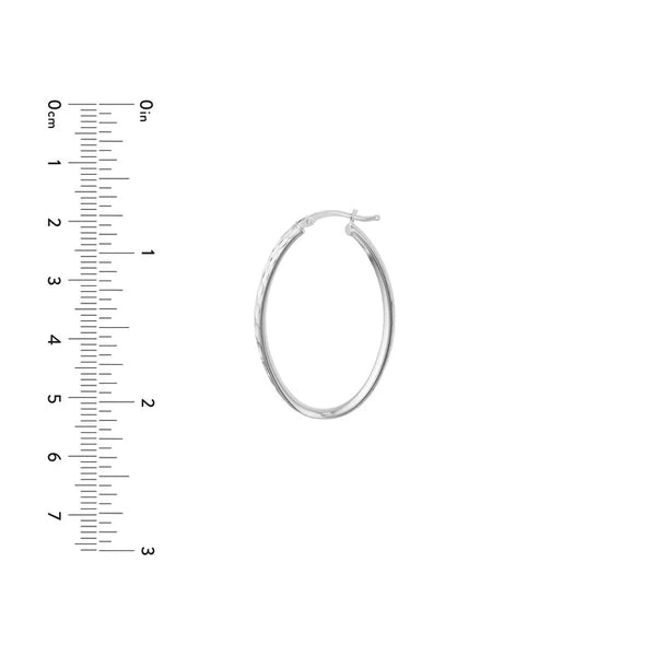 6mm Plated Sterling Silver Diamond-Cut Oval Hoops
