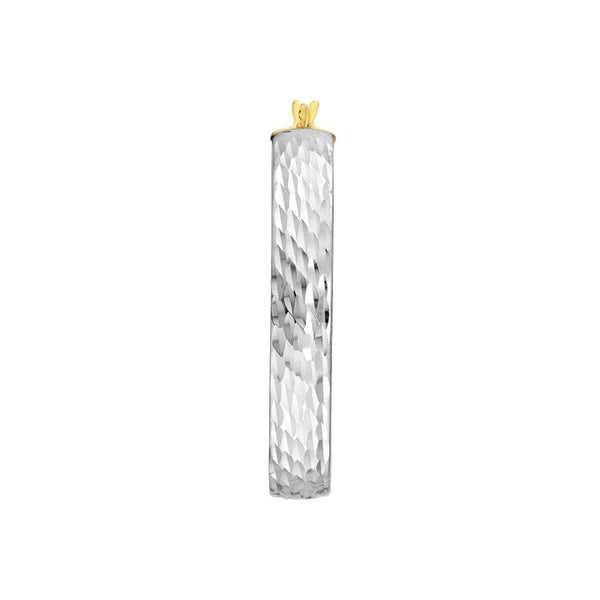 Plated Sterling Silver Diamond-Cut Oval Hoops