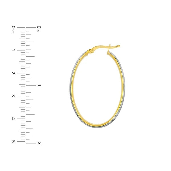 Plated Sterling Silver Diamond-Cut Oval Hoops