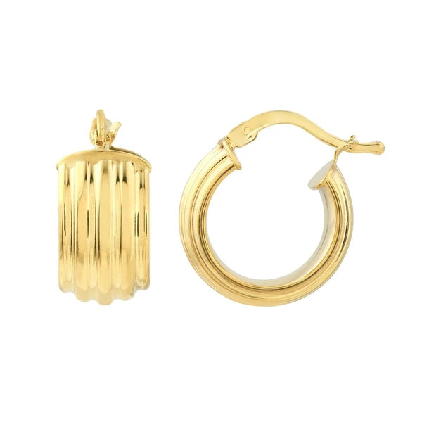 Plated Sterling Silver Ribbed Baby Hoop Earrings