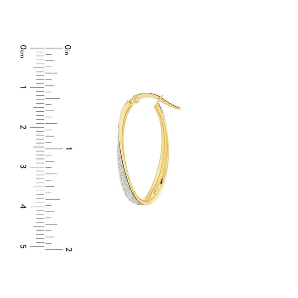 Twisted Oval Sparkle Hoop Earrings