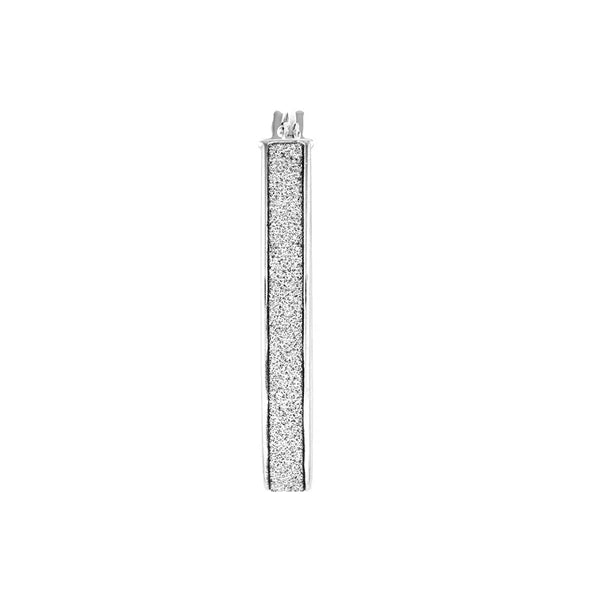 Plated Sterling Silver Sparkle Oval Hoops