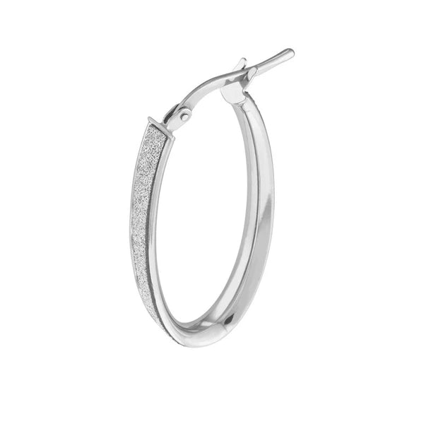 Plated Sterling Silver Sparkle Oval Hoops