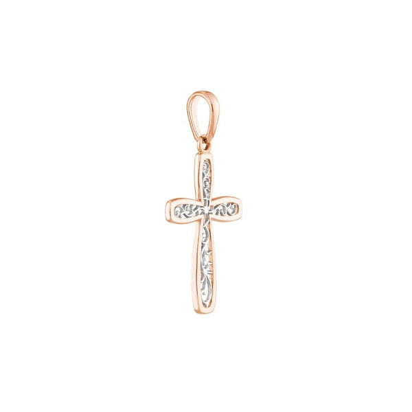 Rose Two-tone Framed Vine Cross Pendant