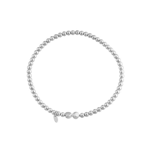 Sterling Silver Polished Bead Stretch Bracelet