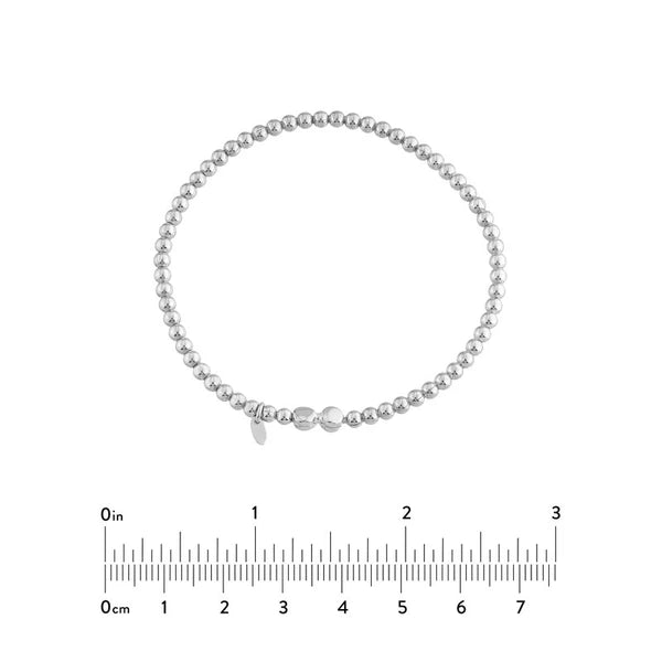 Sterling Silver Polished Bead Stretch Bracelet