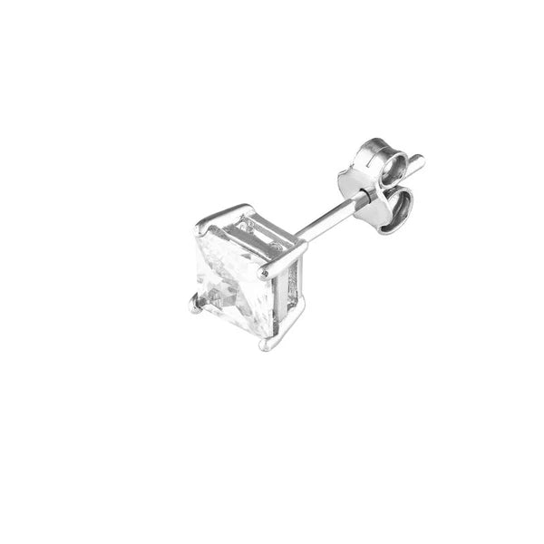 Sterling Silver 5mm Square CZ Stud Earrings on Post Back