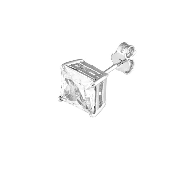 Sterling Silver 7mm Square CZ Stud Earrings on Post Back