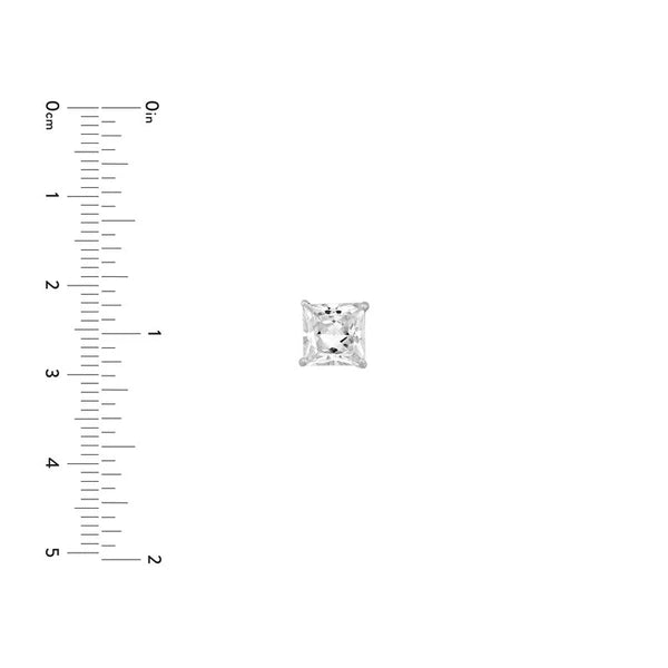 Sterling Silver 7mm Square CZ Stud Earrings on Post Back