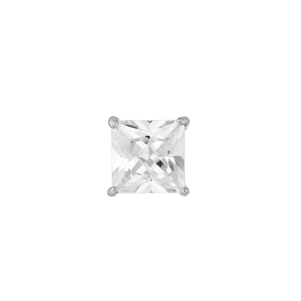 Sterling Silver 8mm Square CZ Stud Earrings on Post Back
