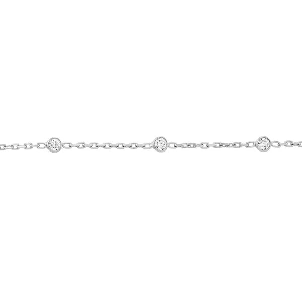 Sterling Silver CZ Stations on Chain Adjustable Anklet