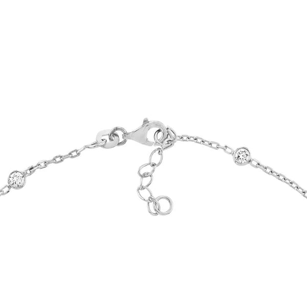 Sterling Silver CZ Stations on Chain Adjustable Anklet