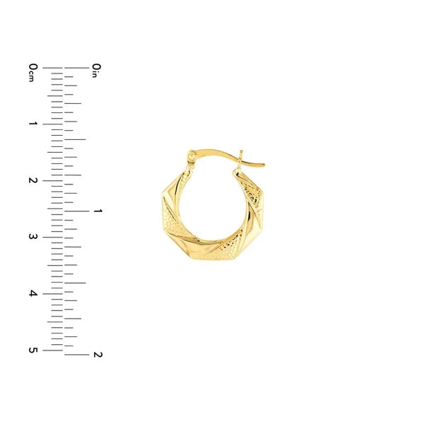Textured Octagon-Shaped Mini Hoop Earrings