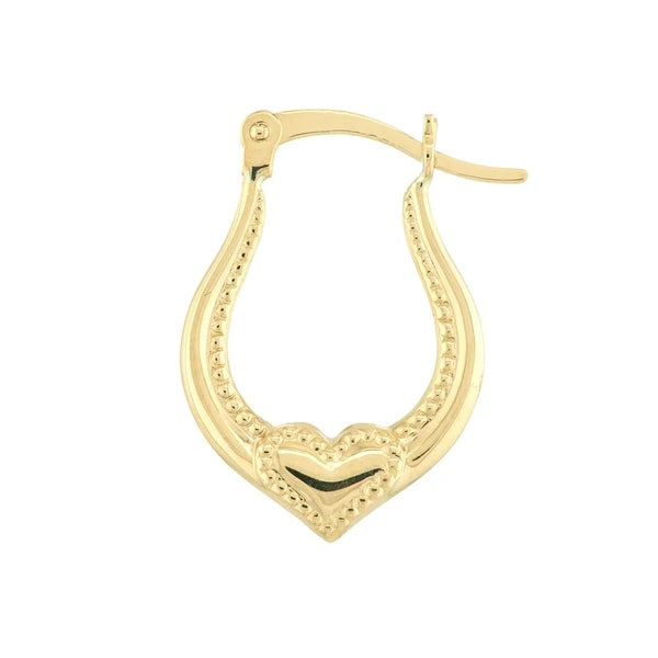 Textured Horseshoe Hoop Earrings with Heart