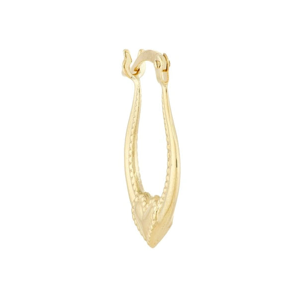 Textured Horseshoe Hoop Earrings with Heart