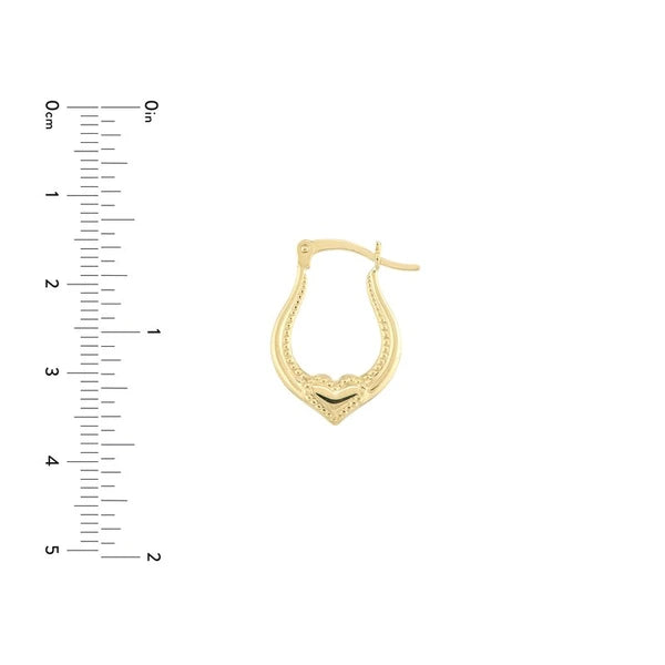 Textured Horseshoe Hoop Earrings with Heart
