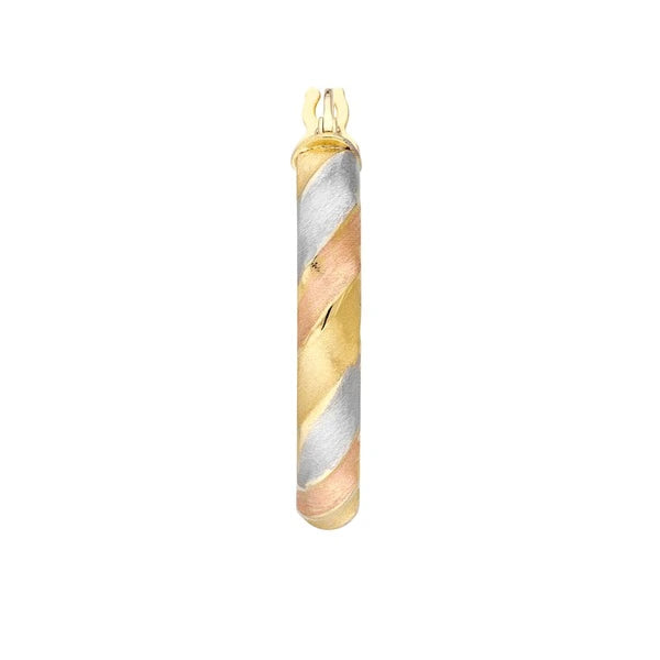 Tri-Color Ribbed Hoop Earrings