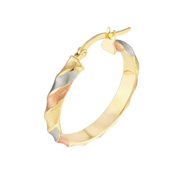 Tri-Color Ribbed Hoop Earrings
