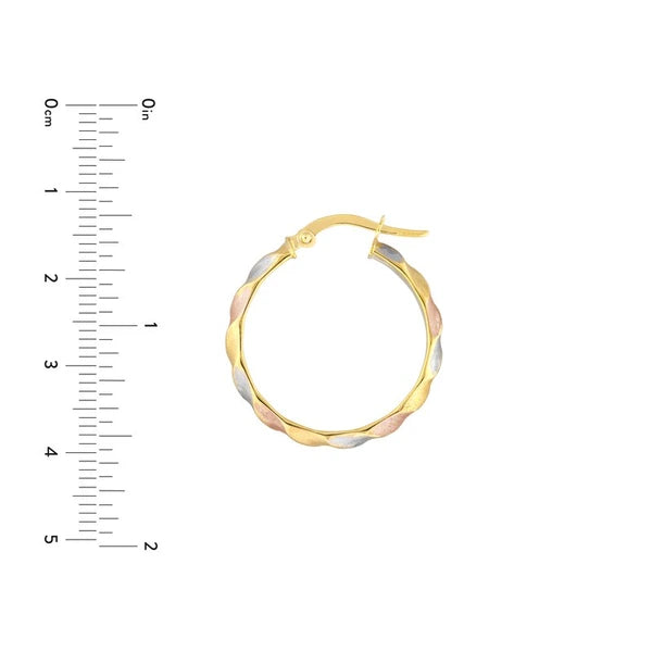 Tri-Color Ribbed Hoop Earrings