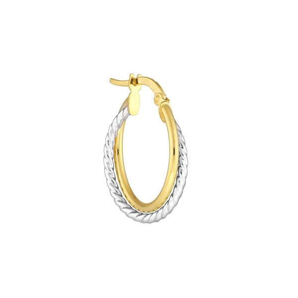 15mm Intertwined Plain/Twisted Tube Hoop Earrings