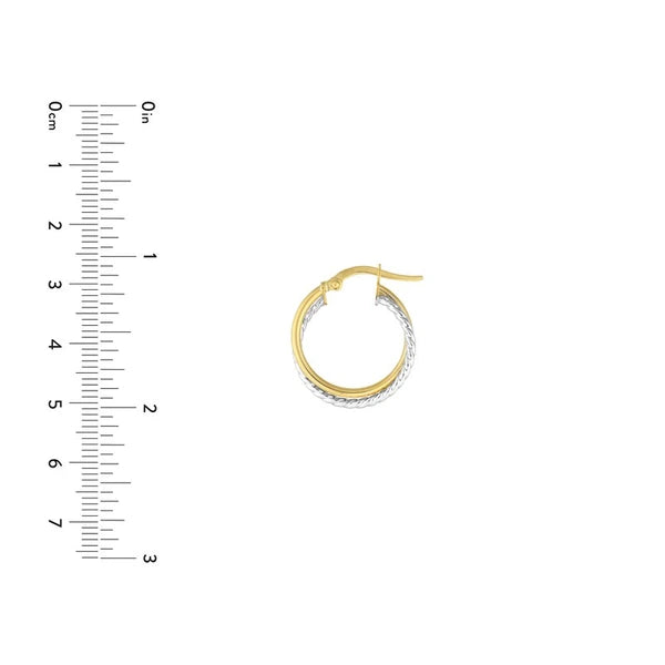 15mm Intertwined Plain/Twisted Tube Hoop Earrings