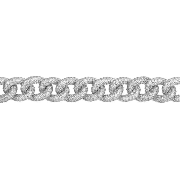 Sterling Silver CZ Curb Link Bracelet