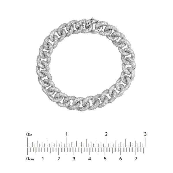 Sterling Silver CZ Curb Link Bracelet