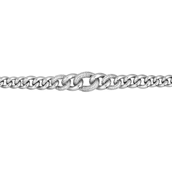 Sterling Silver CZ/Polished Graduating Curb Link Bracelet