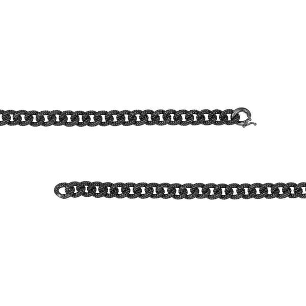 Sterling Silver Black CZ Curb Link Bracelet
