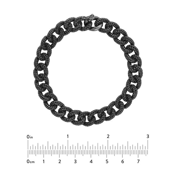 Sterling Silver Black CZ Curb Link Bracelet