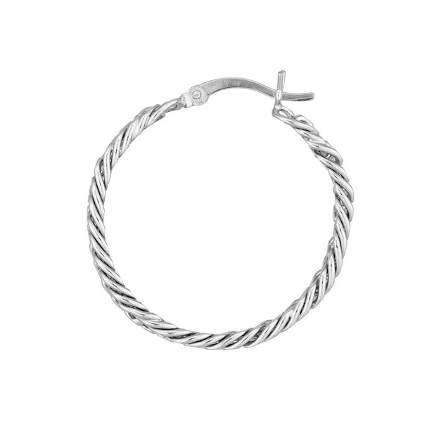 Plated Sterling Silver Curb Chain Hoop Earrings