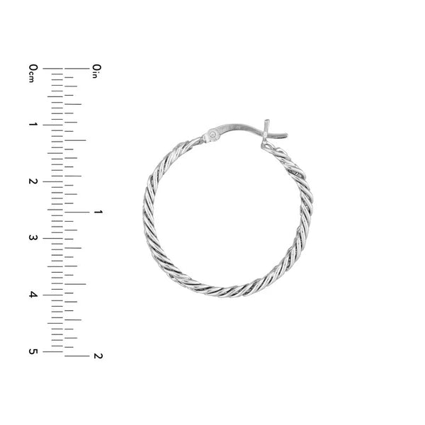 Plated Sterling Silver Curb Chain Hoop Earrings