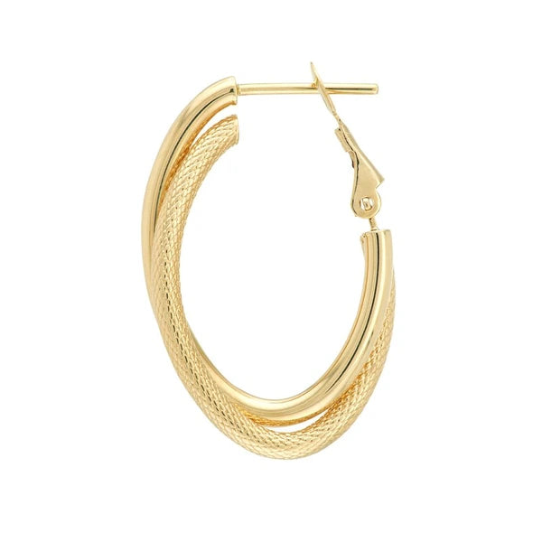 Oval Twist Hoop Earrings with Omega Back