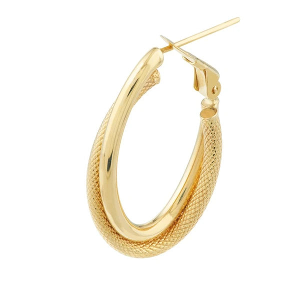 Oval Twist Hoop Earrings with Omega Back