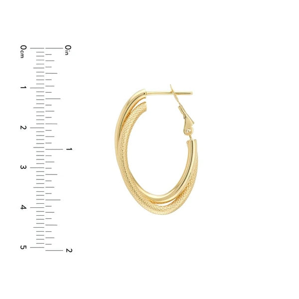 Oval Twist Hoop Earrings with Omega Back