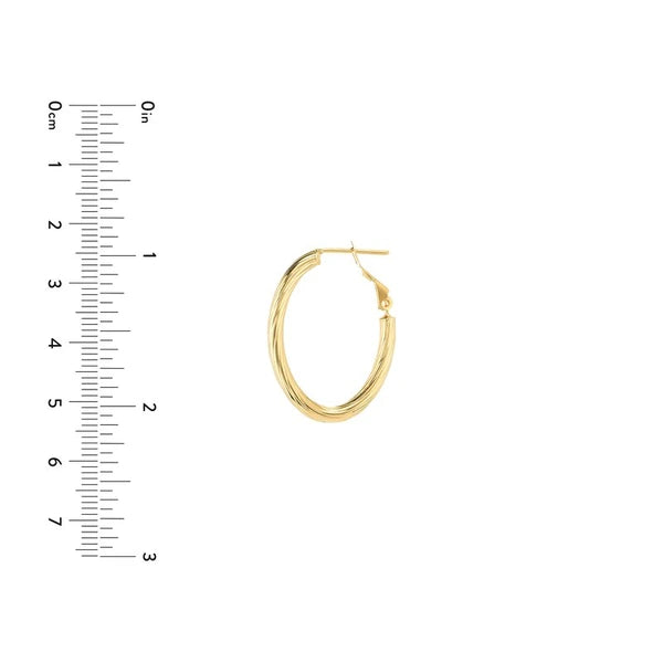 Twisted Tube Oval Hoop Earring with Omega Clip