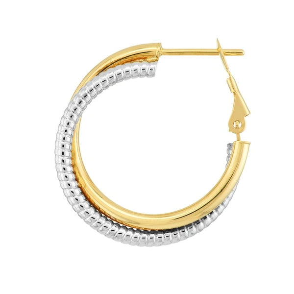 Entwined Hoop Earrings in Two-Tone with Omega Back