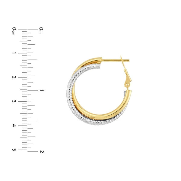 Entwined Hoop Earrings in Two-Tone with Omega Back