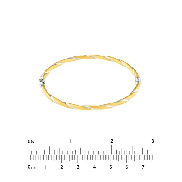 Two-Tone Twisted Brushed Hinged Bangle