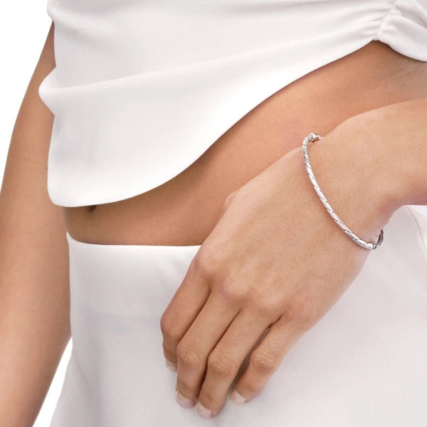 Twisted Brushed Hinged Bangle