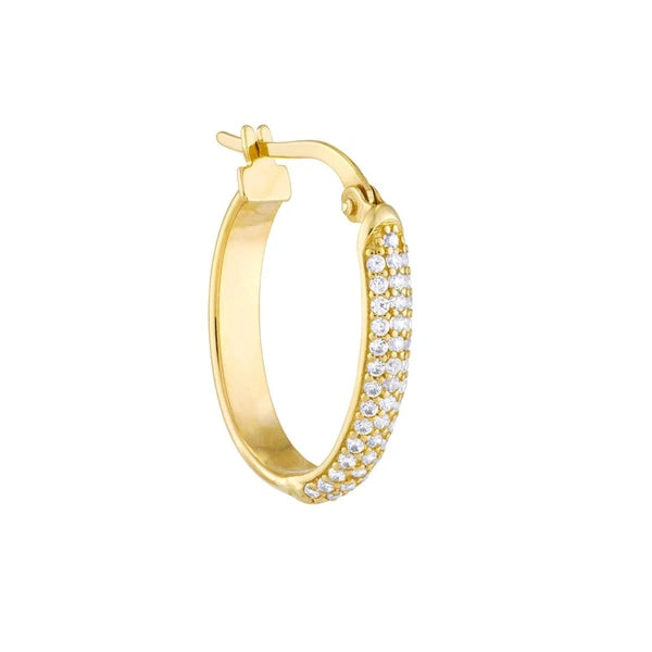 Pavé CZ Oval Hoop Earrings