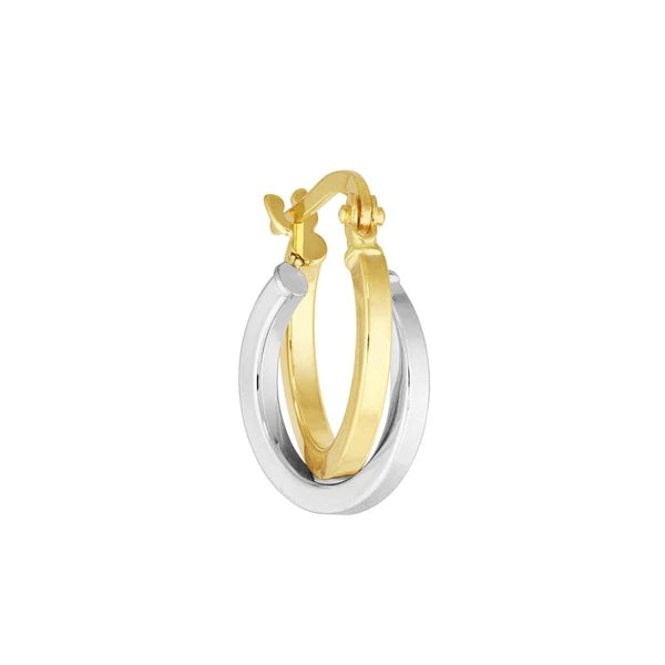 Two-Tone Interwoven Mini Hoop Earrings