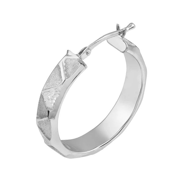 Sterling Silver Patterened Zigzag Baby Hoop Earrings