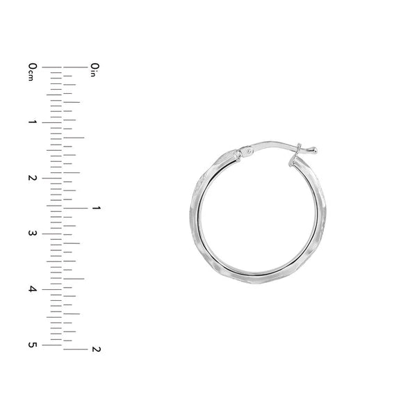 Sterling Silver Patterened Zigzag Baby Hoop Earrings