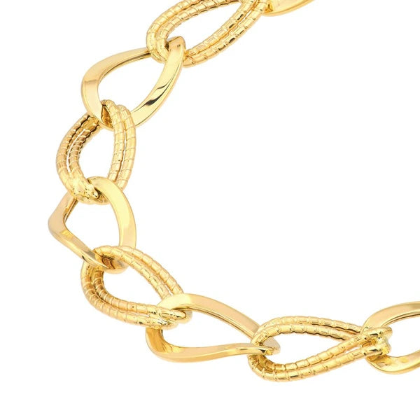 Textured Triple and Plain Link Bracelet