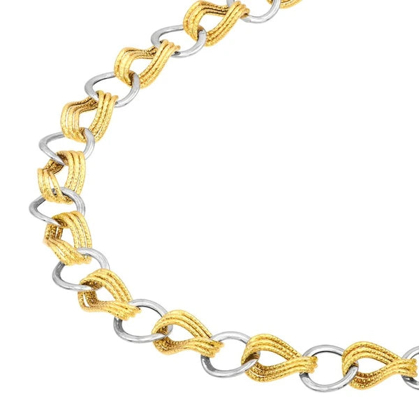 Two-Tone Textured Triple and Plain Link Bracelet