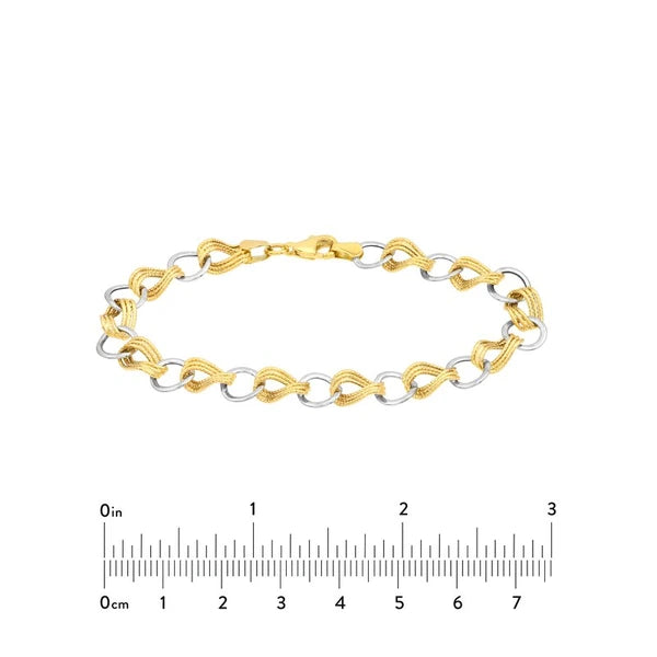 Two-Tone Textured Triple and Plain Link Bracelet