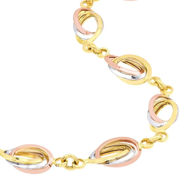 Tri-Color Interwoven Triple Oval Link Bracelet