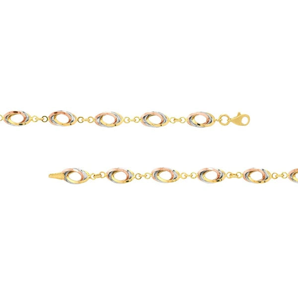 Tri-Color Interwoven Triple Oval Link Bracelet