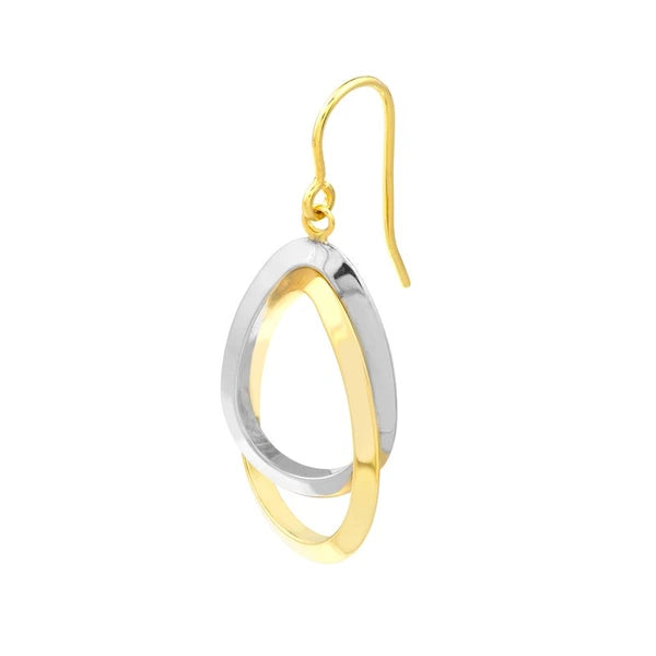 Two-Tone Interlinked Teardrop Dangle Earrings